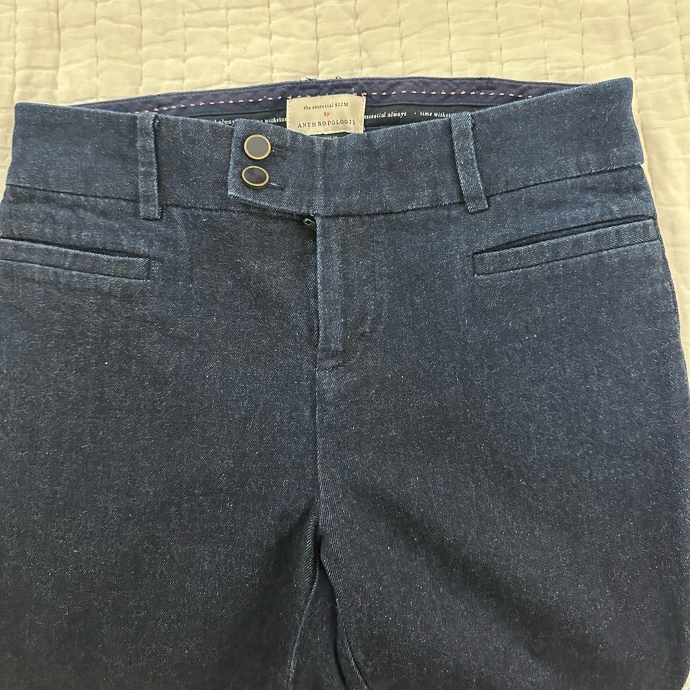 Blue Straight Leg Jeans Classic Denim - Picture 2 of 3
